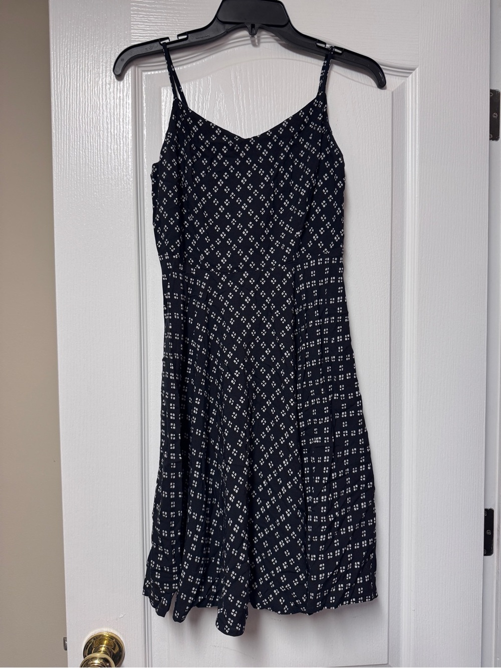 Old Navy Navy and White Printed Spaghetti-Strap Dress